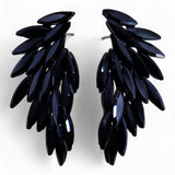Jet Black - Vintage Glass - Angel Wings - Earrings