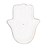 White Hand of Hamsa Incense Holder and Trinket Dish