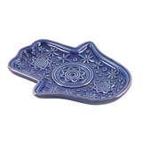 Dark Blue Hand of Hamsa Incense Holder and Trinket Dish