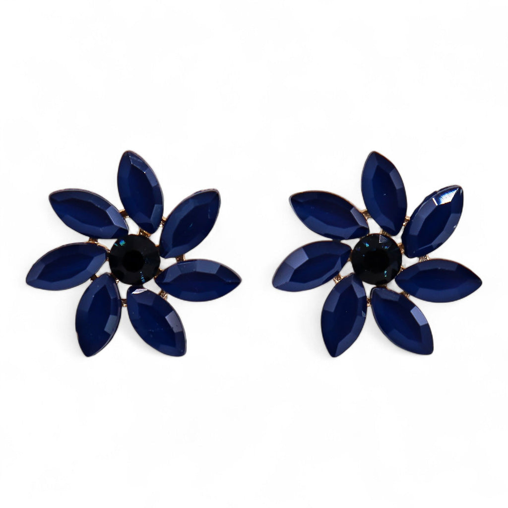 Royal Blue - Vintage Glass - Flower Earrings