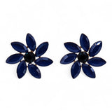 Royal Blue - Vintage Glass - Flower Earrings