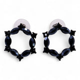 Jet Black - Vintage Glass - Loop - Earrings