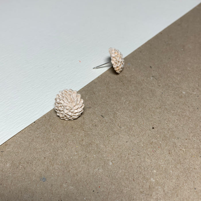 Nude Chrysanthemum Handmade Stud Earrings