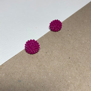 Magenta Chrysanthemum Handmade Stud Earrings