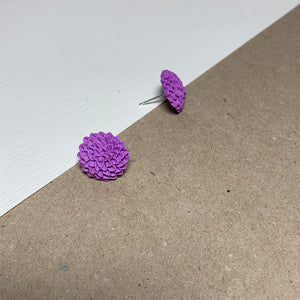 Lilac Chrysanthemum Handmade Stud Earrings