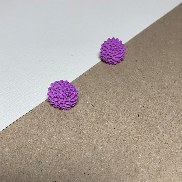 Lilac Chrysanthemum Handmade Stud Earrings