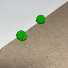 Lime Green Chrysanthemum Handmade Stud Earrings