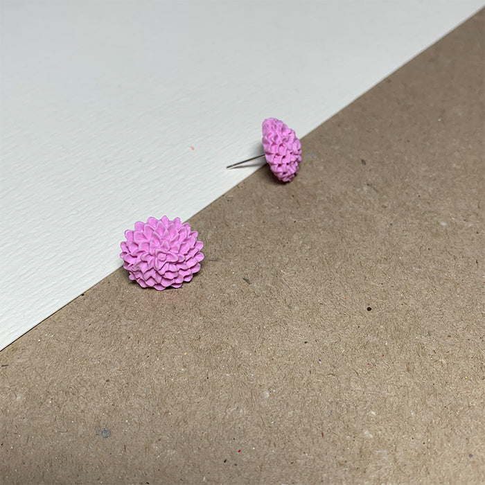 Pastel Pink Chrysanthemum Handmade Stud Earrings