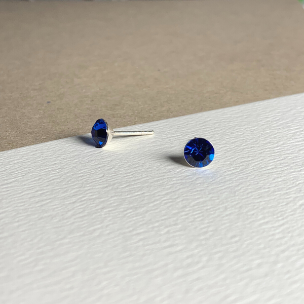 Dainty Swarovski Element Stud Earring Cobalt Blue