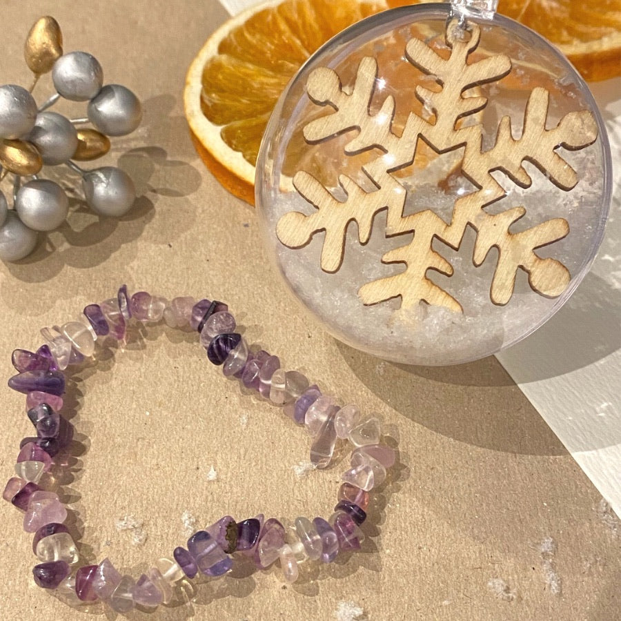 Christmas Bauble gift with Amethyst Bracelet